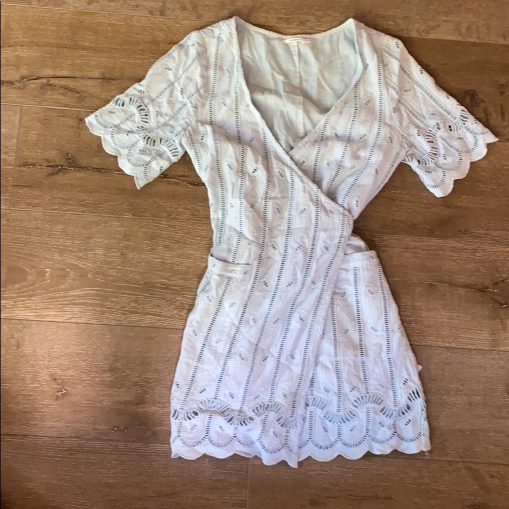 Tularosa baby blue mini wrap dress